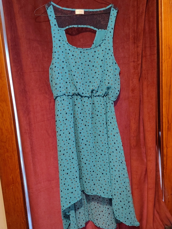 Mary Jane Dresses & Skirts - Mary Jane Teal Dress with Black Polka Dots